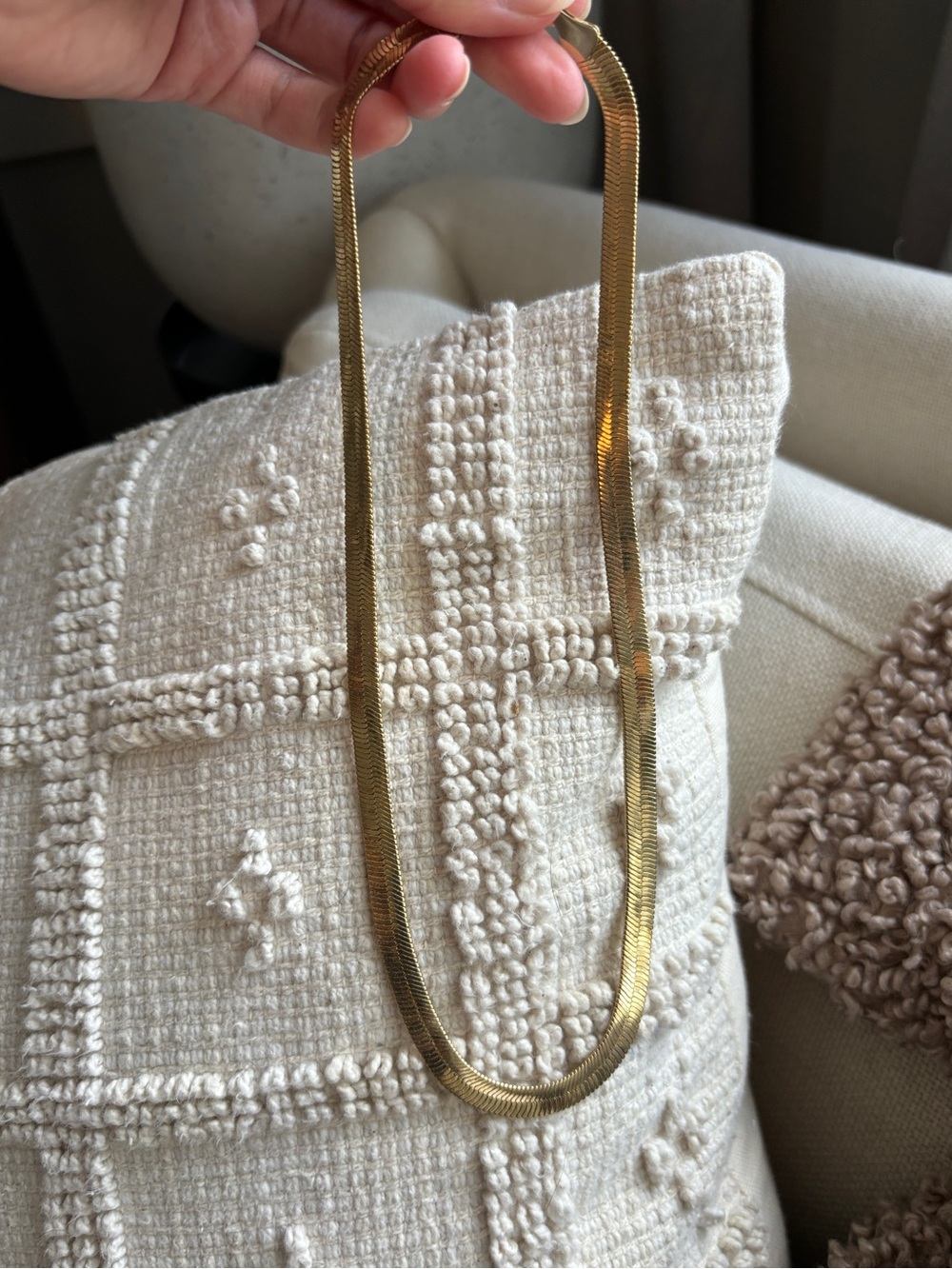 Gold Flat Herringbone Snake Chain Necklace - Women Accessories